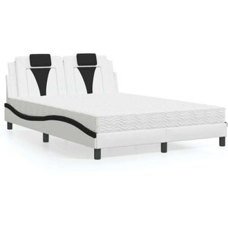 vidaXL Vidaxl - Cama Con Colch&oacute;n Cuero Sint&eacute;tico Blanco Y Negro 140x190 Cm