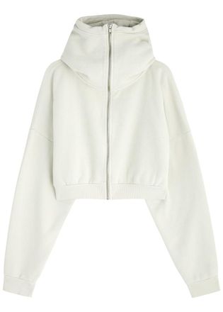 Entire studios Cropped Hooded Cotton Sweatshirt - Cream - XL (UK16 /xl)