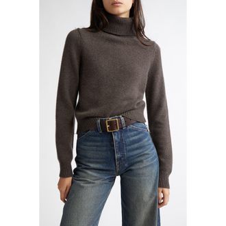 Nili Lotan Hollyn Cashmere Turtleneck Sweater in Dark Umber Melange at Nordstrom, Size Small