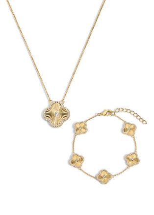 Electric Picks Icon Clover Necklace and Bracelet Set of 2 in Gold at Nordstrom