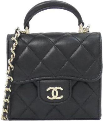 Chanel Pre-owned Lambskin Shoulder Bag - Dames - Vintage Mini Tas - Zwart - ONE Size - Leer - Vintage