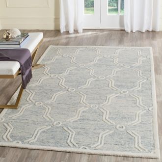 Safavieh Cambridge Hand Made Area Rug, Light Blue / Ivory Contemporary Style Non-Shedding