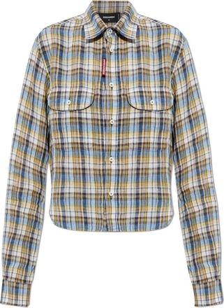 Dsquared2 Linnen Geruit Overhemd - Dames - Overhemden - Veelkleurig - M - Linnen - Overhemden