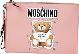 Moschino Pochette Safety Pin Teddy - Dames - Clutches - Roze - ONE Size - Tassen