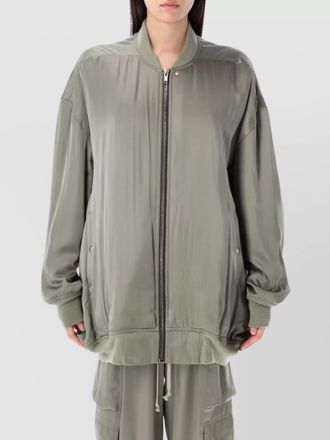 Rick Owens longline flight jacket ribbed trim