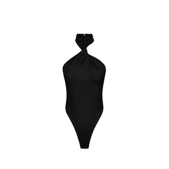 Elisabetta Franchi Body, female, Black, Size: L High-cut Leg Bodysuit