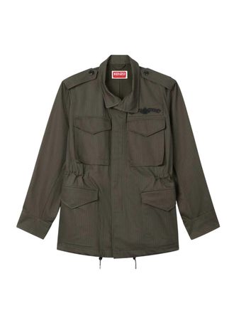 Kenzo Kenzo Paris Emblem Katoenen militaire jas met visgraatmotief