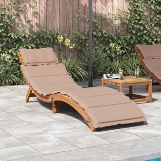 vidaXL Vidaxl - Tumbona Con Coj&iacute;n Taupe Madera Maciza De Acacia