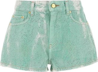 Ganni Tweekleurige spijkershorts - Groen