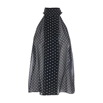 Tom Ford Tops, Dames, Zwart, S, Polka Dot Zijden Georgette Halter Lavalli&egrave;re Top