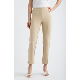 Anne Klein Hollywood Waist Straight Leg Ankle Pull-On Pants in Safari at Nordstrom, Size X-Small P