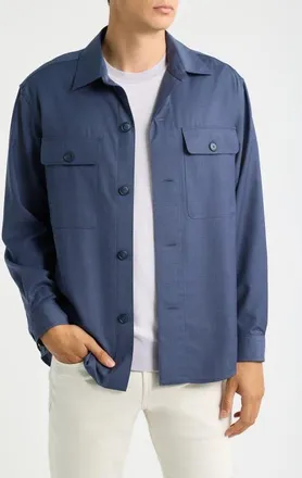 BOSS Carper Virgin Wool Shirt Jacket in Open Blue at Nordstrom, Size 36