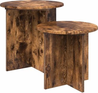 vidaXL Conjunto De Mesas Auxiliares 2 Pcs Roble Ahumado Vidaxl