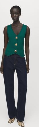 Mango Gilet maglia bottoni gioiello verde scuro - Donna - XS - MANGO