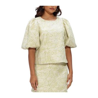 Notre-V Hennie Brocade Top - Dames - Blouses & Shirts - Groen - Maat: 2XL Brokaat