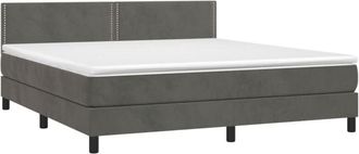 vidaXL Vidaxl - Cama Box Spring Colch&oacute;n Y Led Terciopelo Gris Oscuro 160x200 Cm