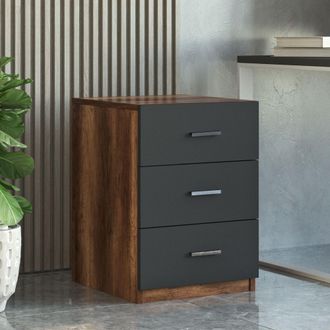Dmora C&oacute;moda Trecate, 3 Cajones, Apertura Y Cierre Deslizante, 45x47x62h Cm Negro Antracita