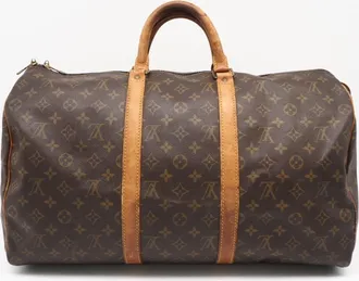 Louis Vuitton Monogram Brown Coated Canvas Leather Boston Bag (Pre-Owned)