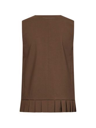Maison Margiela Womens Vest, Virgin Wool Blend, Brown Polyester Tops Top
