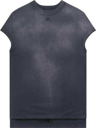 Courr&egrave;ges Solarized Oversized T-Shirt - Dames - T-shirts - Zwart - S - Katoen - Tops