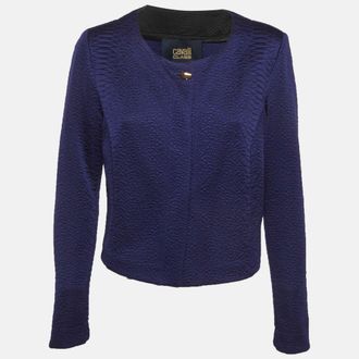 Roberto Cavalli Blue Textured Crepe Jacket