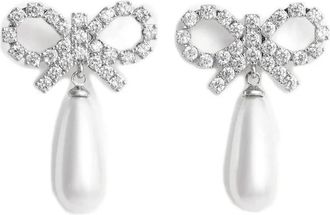 Self Portrait Bow Pearl Earrings - Dames - Oorbellen - Grijs - ONE Size - Accessoires