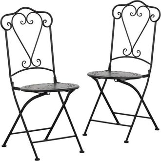 Brigros Juego de 2 sillas de exterior de metal negro