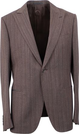 Caruso Brown Wool Blend Single Breasted Suit 8R