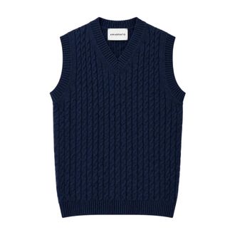 Amaranto Amar&aacute;nto - Mouwloze gebreide kleding - Heren - Truien - Blauw - Maat: M