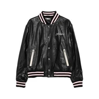 Amiri Embroidered Leather Varsity Jacket