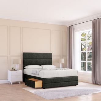 Sloomy Monaco Bed Base 4 Drawers 12 Footboard & 54 Floor Standing Headboard in Dark Grey | Size: Double