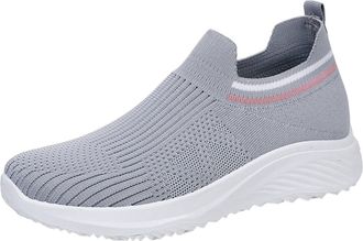 Generic Womens Slip-On Sneakers, Womens Flat Sole Knit Trainers, Casual Breathable Trainers Lightweight Soft-Soled Loafers Minimalist Comfortable Sneakers Non