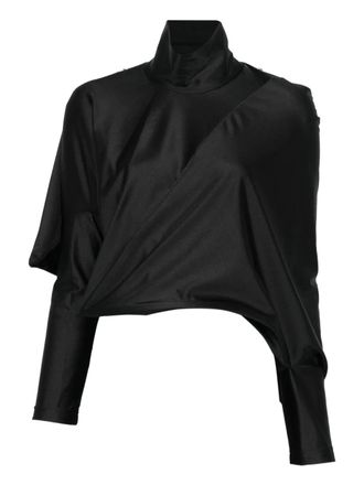 Junya Watanabe Asymmetrische top met hoge hals - Zwart