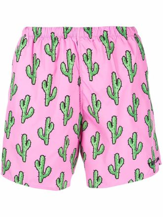 Yes I Am cactus-print swim shorts - men - Polyester - M - Pink