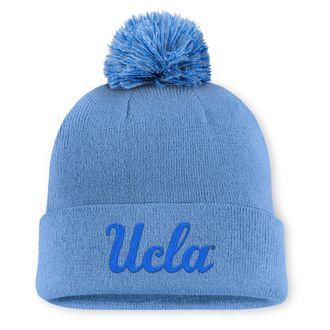 Nike Jordan Mens UCLA Primetime Campus Toned Jordan Brand College Cuffed Pom Beanie in Blue | JC164EYUCL-UE8