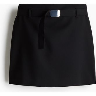 H&M Belted Mini Skirt in Black at Nordstrom, Size 18