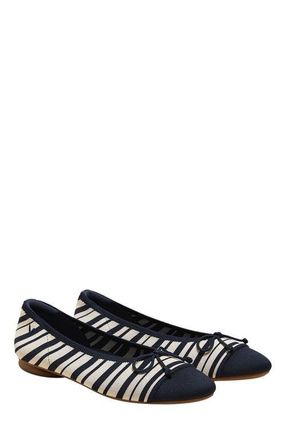 Vivaia Almond-Toe Bow Flats in Navy Ivory Multi Stripe at Nordstrom, Size 7.5