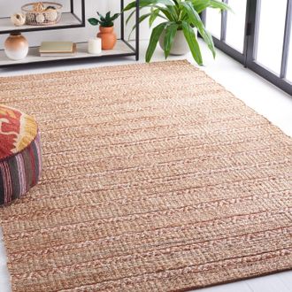 Safavieh Natural Fiber Machine Made Area rug, Rust / Natural Bohemian Style Easy Care