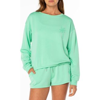 Roxy Surfing by Moonlight Embroidered Graphic Sweatshirt in Spring Bud at Nordstrom, Size Xx-Large