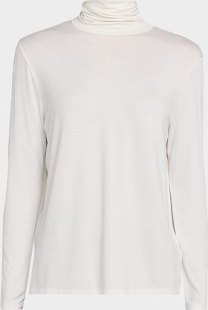Majestic Filatures Soft Touch Pleated Long-Sleeve Turtleneck