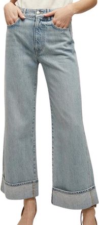Veronica Beard Taylor Cuffed Wide-Leg Jean In Airway Cloud