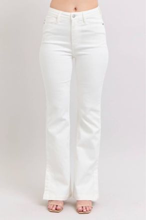 Judy Blue Side Slit Slim Bootcut Jean In White