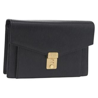 Valentino Pre-owned Leather clutches - Dames - Pre-owned - Zwart - Maat: ONE Size Leer