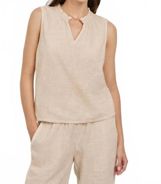 Rails Christy V Neck Gauze Top In Flax
