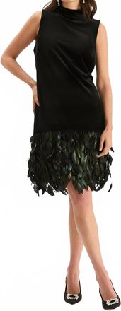 Tyler B&ouml;e Colette Feather Hem Velvet Dress In Black