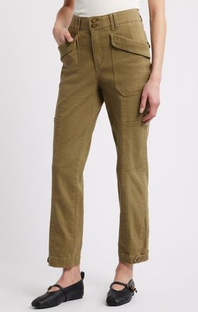 Wit & Wisdom Skyrise Tapered Utility Pants in Golden Olive at Nordstrom, Size 14P
