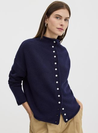 Contemporaine Womens Plush funnel-neck Cardigan Sweater