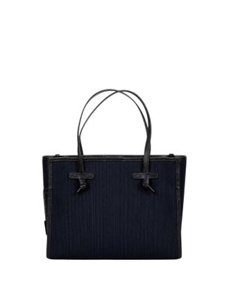 Gianni Chiarini Navy Structured Ribbed Leather Trim Handbag