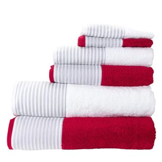 Casa da Laura Juego de toallas de 6 piezas Rayas Burdeos 500 gr./m2