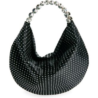 L'Alingi Mini Rhinestone Dotted Satin Hobo Bag in Black at Nordstrom Rack